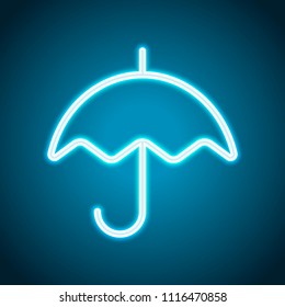 Simple umbrella icon. Linear, thin outline. Neon style. Light decoration icon. Bright electric symbol