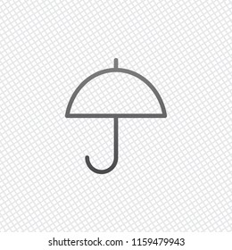 Simple umbrella icon. Linear, thin outline. On grid background