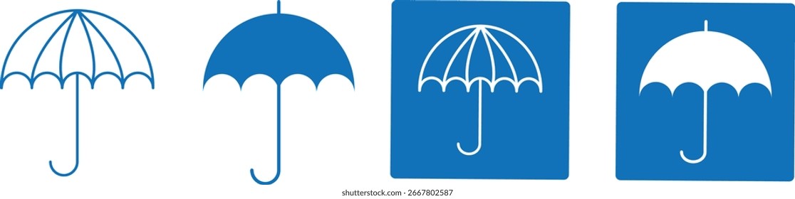 Conjunto de ícone de guarda-chuva simples, ícone de guarda-chuva sinal vetor ilustração do tempo,
