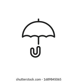 Icono simple de la línea del paraguas. Pictograma de trazo. Ilustración vectorial aislada en un fondo blanco. Símbolo de calidad superior. Signo de vector para aplicaciones móviles y sitios web.