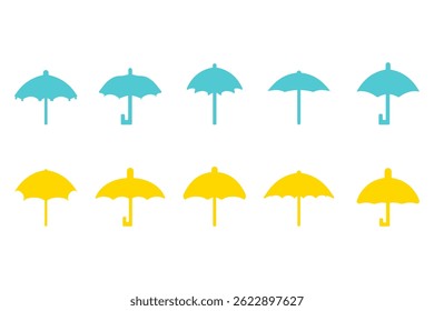 Einfaches Umbrella Silhouette Icon Set