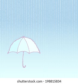 Simple umbrella under the rain - vector eps 10