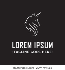 Simple Unicorn Head Logo Design. The unicorn is believed to have power and luck, and this logo is suitable for businesses or organizations that want to highlight characteristics such as strength.