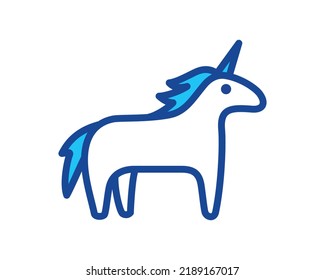 Simple Unicorn Illustration with Standing Gesture visualized with Line Art Style