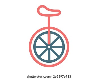 Simple unicycle design featuring a wheel and seat, possibly separated or exploded view. Vector illustration in CMYK and grayscale.