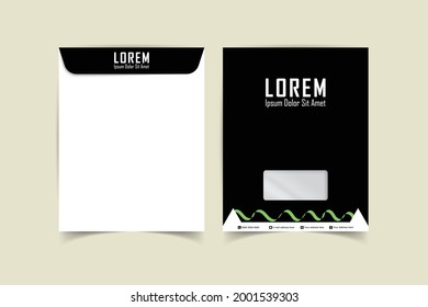A simple unique A4 envelope design Print ready template. C4 business Envelope. Template for advertising, branding and corporate identity. Envelope with window. Ready mockup for design.