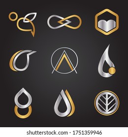 Simple Unique Abstract Gold Silver Icon Symbol Logo For Business Industry Vector Isolated