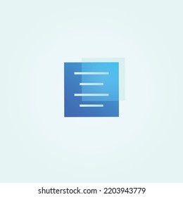 Simple and unique alignment document icon in transparent blue and white color. This icon can be used on websites or applications on smartphones.
