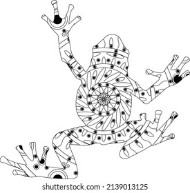 Simple Unique Animal Amphibians Cute African Tree Toad Mandala Line Art Logo Tattoo Cubism Surrealism Style, Creative Pattern Decoration Popular Artwork for World Wildlife Day