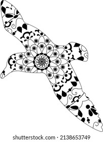 Simple Unique Animal Bird Albatross Mandala Line Art Logo Tattoo Cubism Surrealism Style, Creative Pattern Decoration Popular Artwork for World Wildlife Day