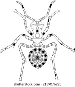 Simple Unique Animal Insects Cute Ant Mandala Line Art Logo Tattoo Cubism Surrealism Style, Creative Pattern Decoration Popular Artwork for World Wildlife Day