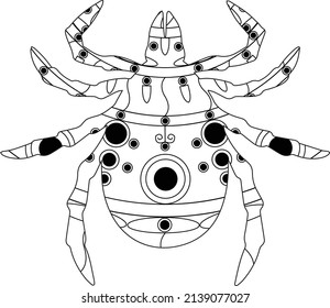 Simple Unique Animal Insects Cute American Dog Tick Mandala Line Art Logo Tattoo Cubism Surrealism Style, Creative Pattern Decoration Popular Artwork for World Wildlife Day