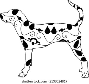 Simple Unique Animal Mammal American Leopard Hound Breed Dog Mandala Line Art Logo Tattoo Cubism Surrealism Style, Creative Pattern Decoration Popular Artwork for World Wildlife Day