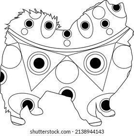Simple Unique Animal Mammal Cute American Eskimo Dog Mandala Line Art Logo Tattoo Cubism Surrealism Style, Creative Pattern Decoration Popular Artwork for World Wildlife Day