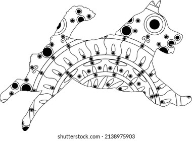 Simple Unique Animal Mammal Cute Akita Shepherd Dog Mandala Line Art Logo Tattoo Cubism Surrealism Style, Creative Pattern Decoration Popular Artwork for World Wildlife Day