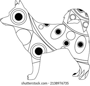 Simple Unique Animal Mammal Cute Alaskan Klee Kai Dog Mandala Line Art Logo Tattoo Cubism Surrealism Style, Creative Pattern Decoration Popular Artwork for World Wildlife Day