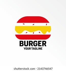 Simple and unique big burger, cheese and bread image graphic icon logo design abstract concept vector stock. Can be used as a symbol related to food or junk