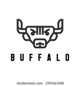 Simple and unique buffalo head in line out image graphic icon logo design abstract concept vector stock. Can be used as a symbol related to animal or sport.