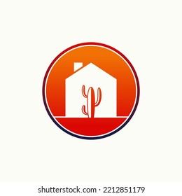 Cactus simple y único en la casa media imagen del hogar icono gráfico diseño concepto abstracto material vector. Se puede usar como símbolo relacionado con botánica o propiedad