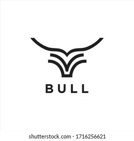 Simple Unique Cattle Logo Linear Design, bovines,bison, water buffalo, Taurus And Simple Bull Logo Line Art Design Illustration Template