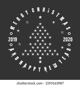 Simple and unique Christmas tree and happy new year with star image graphic icon logo design abstract concept vector stock. Can be used as gothic character.