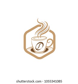 Simple Unique Coffee cup emblem Logo design vector template. Vector Coffee shop logo illustration design template on white background. 