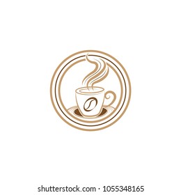 Simple Unique Coffee cup emblem Logo design vector template. Vector Coffee shop logo illustration design template on white background. 