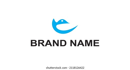 simple, unique and cool logo design in the form of a bird in a luxurious blue color