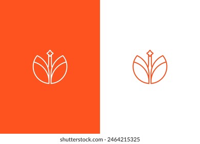 Simple unique crane logo design with orange and white background colors