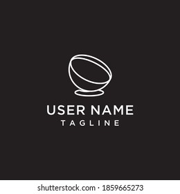 simple, unique, creative bowl logo concept in white color combination with black background