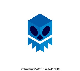 simple, unique dan moderen skull cube logo
