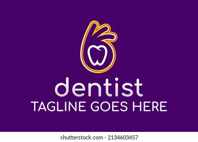 Simple Unique Dental Clinic Logo Concept. Tooth abstract design vector template Linear style. Dentist stomatology medical doctor Logotype concept icon.