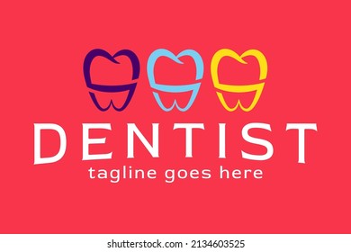 Simple Unique Dental Clinic Logo Concept. Tooth abstract design vector template Linear style. Dentist stomatology medical doctor Logotype concept icon.