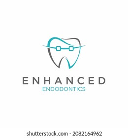 Simple and unique dental tooth with teeth braces and letter EE line art font image graphic icon logo design abstract concept vector stock. Can be used related to health or dental