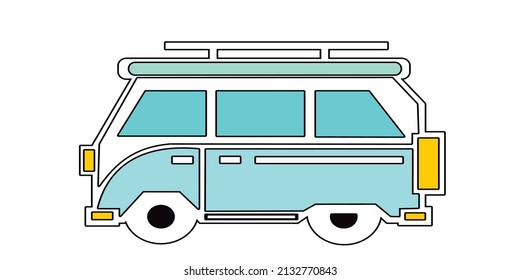 simple and unique design classic car illustration with unique color elements