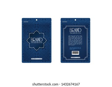 A simple and unique design. Clean, Fresh and Sophisticated. Can be used for any cosmetics products, house-hold medication and even stationary packaging thai styles pouch realistic sachet branding