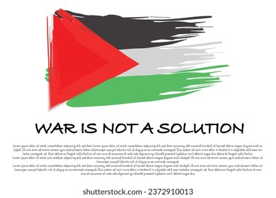 Un diseño simple y único de la bandera palestina Guerra no es una solución fondo blanco Archivo editable de la bandera palestina
