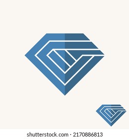 Simple and unique diamond or pentagon with letter CC font on 3D image graphic icon logo design abstract concept vector stock. Can be used as symbol to initial or jewellery