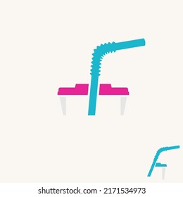 Simple and unique drink or juice plastic cup with straw image graphic icon logo design abstract concept vector stock. Can be used as symbol related to business or cafe