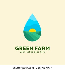 simple unique elegant green garden farm vector illustration.