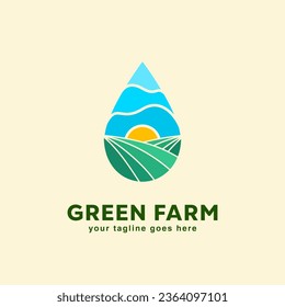 simple unique elegant green garden farm vector illustration.