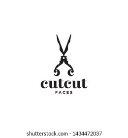 simple, unique, elegant, minimalist and modern logo design for salon, barbershop, fashion, etc. With the human face, scissor and initial C