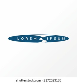 Simple and unique ellipse with cutting line like river on middle image graphic icon logo design abstract concept vector stock. Can be used as symbol related to view or water