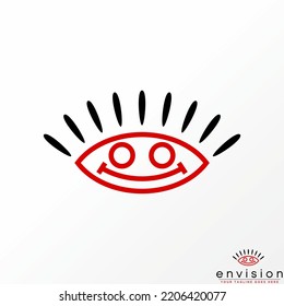 Simple and unique eye line with face and eyelash image graphic icon logo design abstract concept vector stock. Can be used as symbol related to health or children