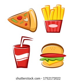 Einfache, einzigartige Fast Food Verschiedenes Symbol-Logo für die Business Industry Vector isoliert