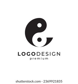 simple and unique fish with yin and yang logo design