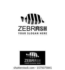Simple and unique fish with zebra motif Image graphic icon logo design abstract concept vector stock. Can be used as symbols related to sea or animal.