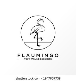 Simple and unique Flamingo in line circle image graphic icon logo classic design abstract concept vector stock. Can be used as a symbol related to animal.