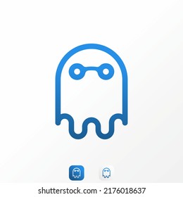 Simple but unique funny ghost in line with tech or network sign image graphic icon logo design abstract concept vector stock. Can be used as symbol related to computer or hacker