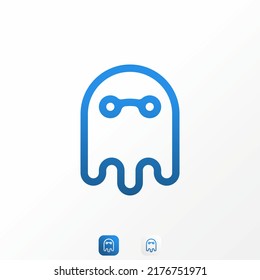 Simple and unique funny ghost in line with tech or network sign image graphic icon logo design abstract concept vector stock. Can be used as symbol related to computer or hacker
